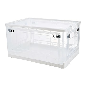 條紋透明五開門摺疊收納箱  33.5 x 11 x 43.5cm  白色  1個