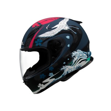 SOL SF-2M 浮世繪_消光藍/紅 全罩式安全帽｜雙 D 扣／排齒釦可選