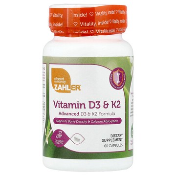Zahler, 維生素 D3 和 K2，60 粒膠囊