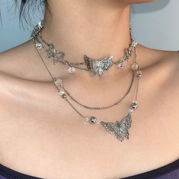 【台灣公司 可打統編】免運 歐美雙層蝴蝶鈦鋼項鏈女輕奢氛圍感超仙小眾個性設計高級感鎖骨鏈 可開發票 全館五折 工廠現貨直銷 新品特價 z9211