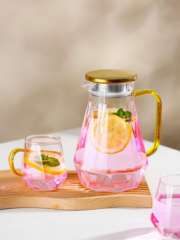 大容量冷水壺家用耐熱高溫防爆玻璃涼水瓶泡茶壺客廳待客水杯套裝