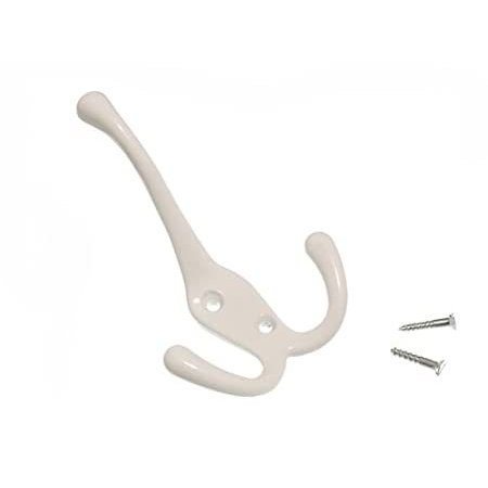 HAT AND ROBE COAT HANGER CLOTHES TRI HOOK METAL WHITE   SCREWS (pack 100)