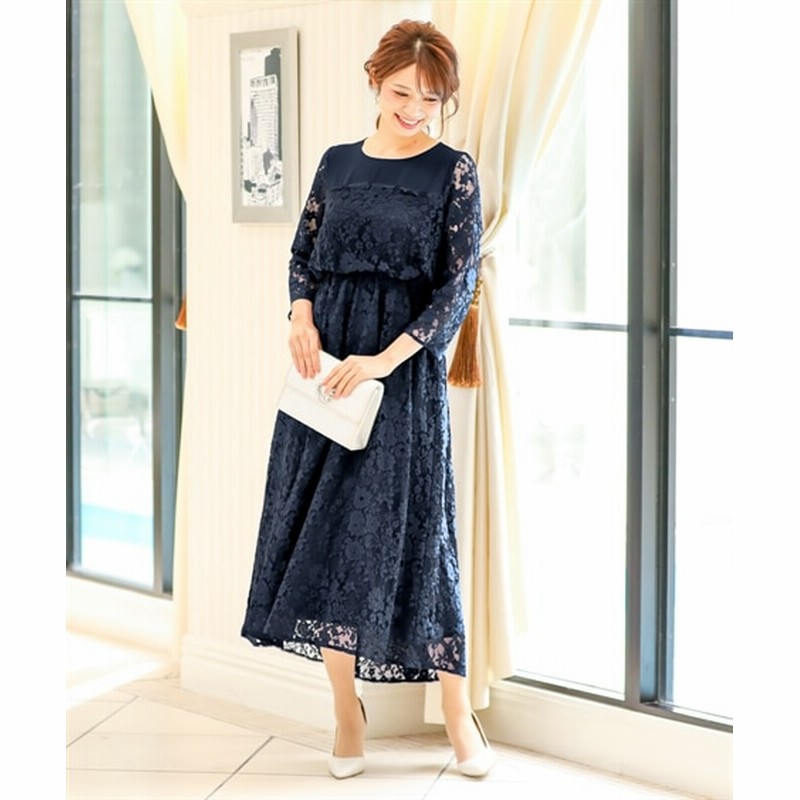 結婚式 パーティードレス レース使いフレアロングワンピースドレス 大きいサイズ有 謝恩会 パーティドレス Dress 通販 Lineポイント最大1 0 Get Lineショッピング