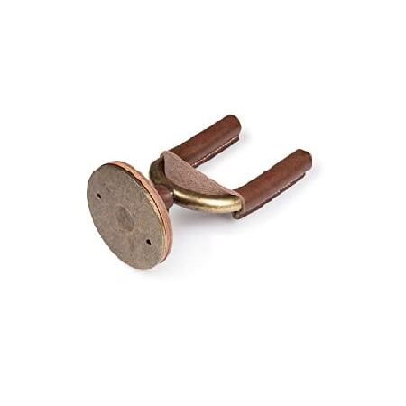 Levy's Leathers Forged Steel Guitar Hanger; Brass Metal with Brown Veg-Tan Leather Yoke Wraps (LVY-FGHNGR-BRBN)