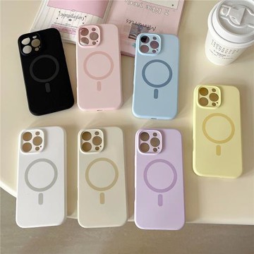 簡約純色適用蘋果16Promax手機殼液態硅膠iPhone15promax磁吸精孔14pro全包硬殼13防摔12/11保護殼