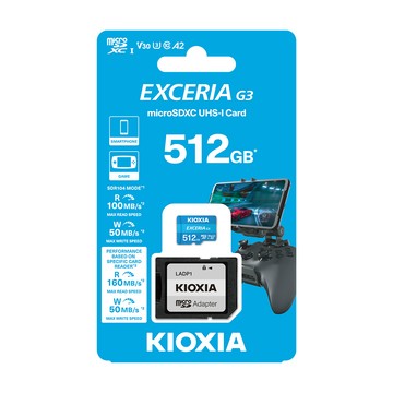 KIOXIA EXCERIA G3 Micro SDXC UHS-I C10 U3 V30 A2 512GB 記憶卡 (附轉卡)