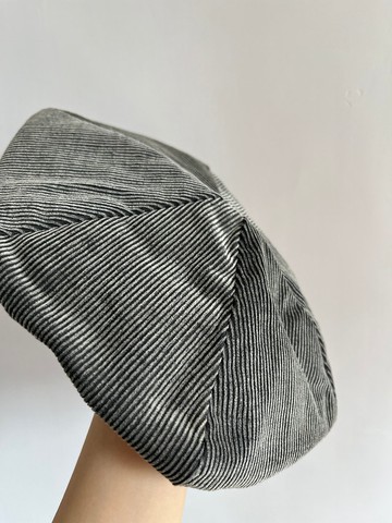 Beret 貝雷帽 | 畫家帽 | 六邊剪裁 | 灰色燈芯絨