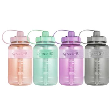 【GREEN BELL 綠貝】1500ml超止滑彈跳吸管太空水壺(附背帶)