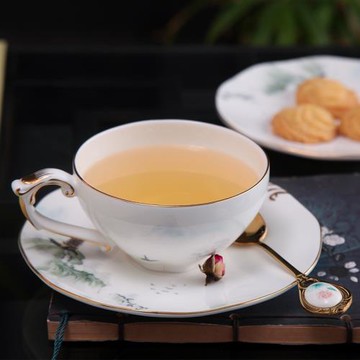 新中式咖啡杯碟套裝奢華骨瓷咖啡杯中國風家用下午茶茶具帶托盤