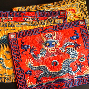 特色刺繡坐墊補子42*32cm古典坐墊民族風特色長坐墊椅墊凳子墊子