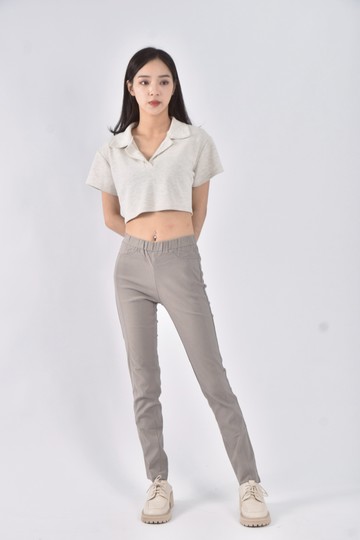 (S) 棉質直筒灰色長褲