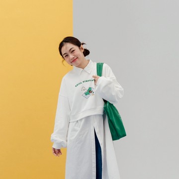 QUEENSHOP_F 聯名 長袖 JOGUMAN 曬太陽衛衣 兩色售 現+預 【01111030】