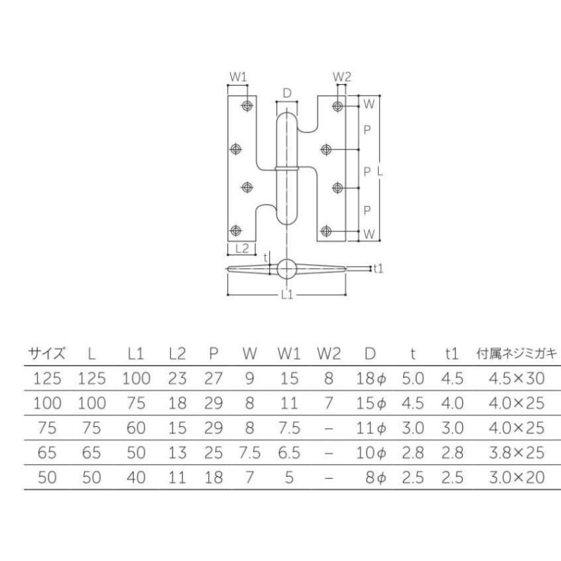 丸喜金属 B-765 フランス丁番 ミガキ 125 左勝手 | LINEショッピング