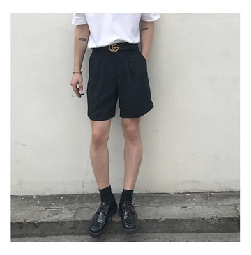 FINDSENSE MD 韓國 時尚 休閒 男 簡約 純色 素面 休閒短褲 五分褲 西裝短褲