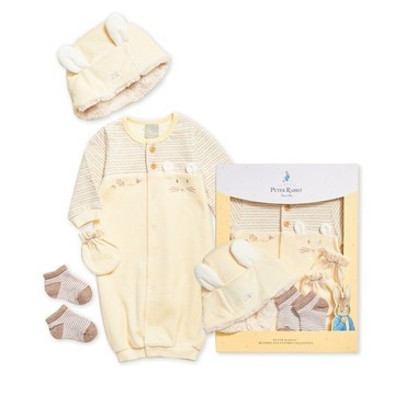 比得兔 橫紋妙妙裝/連身衣4件組禮盒 (妙妙裝+帽子+手套+襪子)