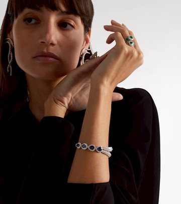 Yeprem Reign Supreme 18kt white gold bangle with sapphires and diamonds