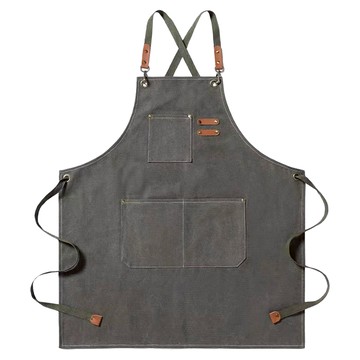 日式職人工作圍裙 灰色 純棉帆布  76 x 68cm  1件