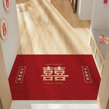 結婚紅色地毯入戶門地墊刮泥蹭土防滑地墊家用喜慶可剪裁絲圈地墊