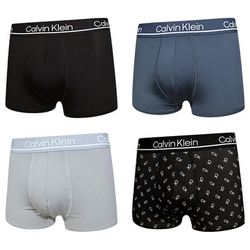 Calvin Klein 凱文克萊 underwear Microfiber Stretch Plus 絲質合身 四角平口褲 CK內褲 4入組 NP27550-021  黑色 + 灰色 + 深灰色 + 小logo  S