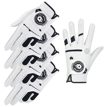 DDAM GOLF 男用 皮革高爾夫手套 左手用  19.3~19.8 cm  白色 + 黑色  5個