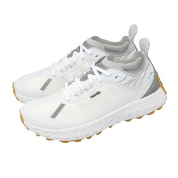 越野跑鞋 001 M 男鞋 白 膠底 無縫 一體式 緩衝 黃金大底 戶外 慢跑鞋 001MWHT