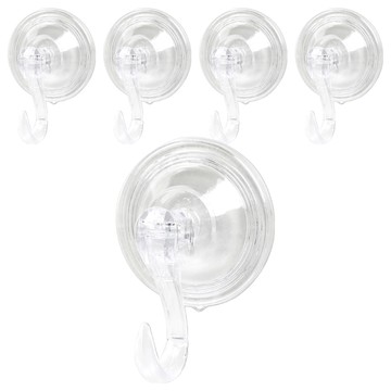 吸盤掛勾 素面款 5個 防水防潮 浴室可用 真空吸附  全透明  1組