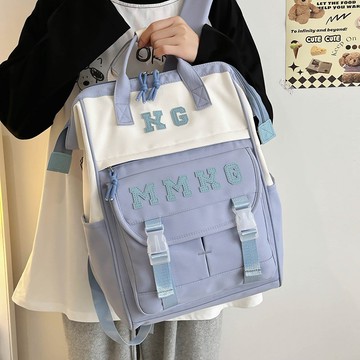 高品質🌟2026新款書包高中生潮流大容量雙肩包男高顔值背包中學生雙肩書包大容量雙肩韓係學院風上課書包 多隔層口袋加厚背包