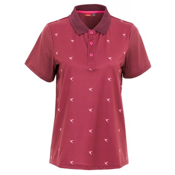 沁涼彈力印花POLO衫-豆沙紅(女263124851)