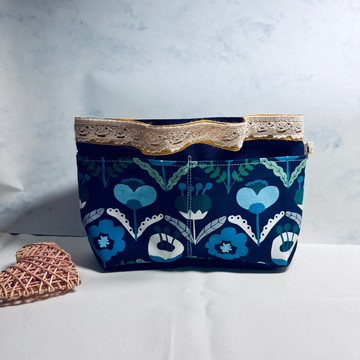 袋中袋 包中包 收納袋 內膽包 多口袋 大藍花朶