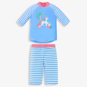 英國 JoJo Maman BeBe - 嬰幼兒/兒童兩件式防曬泳裝-夢幻獨角獸