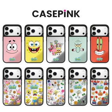 Magsafe磁吸CASEPiNK海綿寶寶16Pro手機殼適用鏡面黑邊框iPhone15Pro蘋果14Promax女13派大星保護套卡通可愛