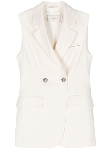 Peserico - double-breasted sleeveless blazer - women - Viscose/Spandex/Elastane/Linen/Flax/Viscose - 50 - White