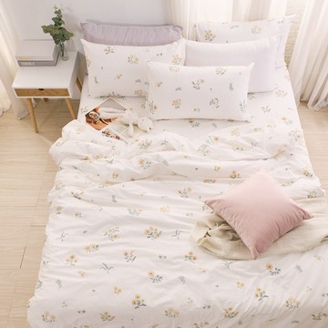 床包被套組(薄被套)-單人/200織/ 精梳棉三件式 / 澄花檸香 台灣製