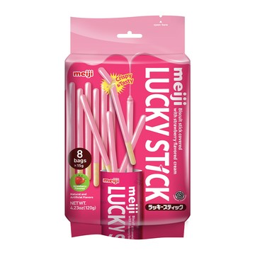 MEIJI Lucky草莓口味棒狀餅乾 家庭號(120g/袋)