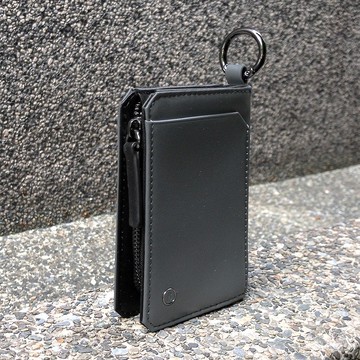 BAGMIO 雙卡雙色鑰匙零錢包-灰黑