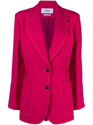 Christopher John Rogers - ruched-detail single-breasted blazer - women - Viscose/Polyester/Spandex/Elastane/Polyester - 2 - Pink
