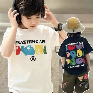 🔥台灣現貨➕發票男童夏裝短袖T恤純棉T恤中小童2024男女童寶寶圓領短袖T恤