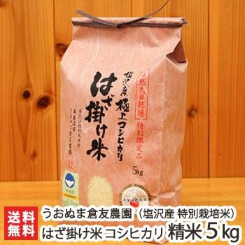 特別栽培米（減農薬・減化学肥料）南魚沼 塩沢産コシヒカリ はざ掛け米 精米5kg うおぬま倉友農園 のし無料 送料無料