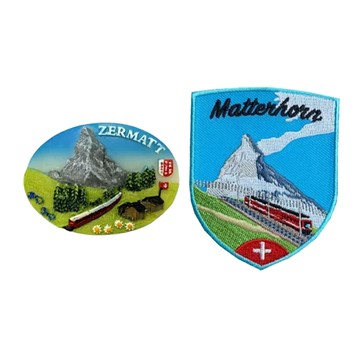 A-ONE 匯旺 瑞士策馬特小列車紀念磁鐵 + 瑞士馬特洪峰小火車布章2件組  2.36 x 1.73吋 + 2.5 x 3.1吋  2.36 x 1.73吋 +  2.5 x 3.1吋  瑞士策馬特小列車紀念 + 瑞士馬特洪峰小火車
