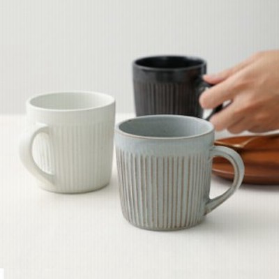SALIU JAPAN マグカップSA00 2個セット 白 黒 灰 LOLO ギフトに最適 伸光窯 しのぎ カップ ギフト 日本製
