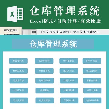 進銷存 | 倉庫管理系統excel（多功能實用版）材料耗材存貨成品訂單指令
