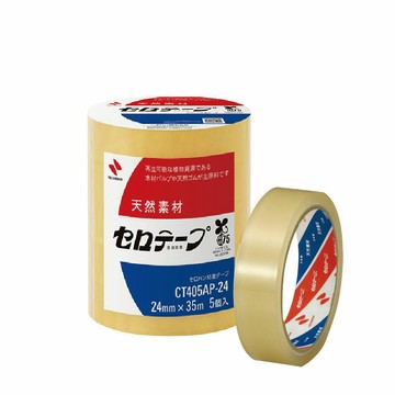 NICHIBAN 日絆 植物系 環保可撕 百格 玻璃紙膠帶 24mm x 35M 日本製 5捲/束 CT-405AP-24