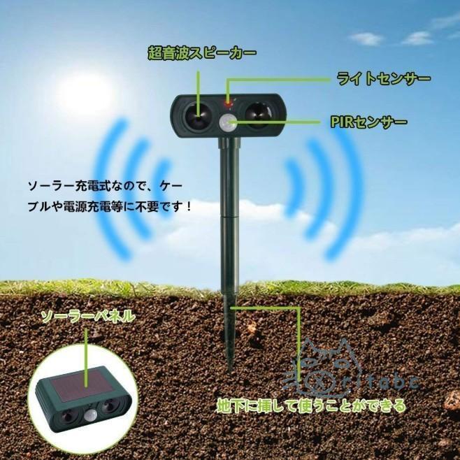 猫よけ ソーラー 充電 害獣駆除 猫除け センサー ライト 猫対策 猫撃退 猫よけグッズ カラスよけ 害獣撃退 糞尿対策 鳥獣対策 2個セット