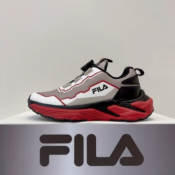 FILA KIDS 中童 休閒運動鞋 黑紅 旋鈕 足弓穩定 透氣散熱 彈性舒適  3-X817A-420