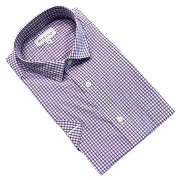 [MURANO] 全棉時尚短袖襯衫-紫線白格