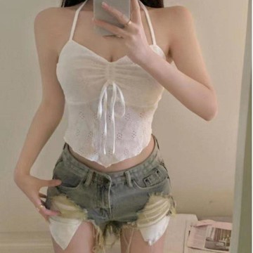 ♡ 𝑪𝒉𝒊𝒄 𝒖 ♡辣妹設計白色女內吊帶性感背心純欲夏季打底短款外穿無袖抹胸上衣