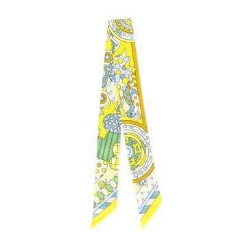 Hermes 愛馬仕 Les Murmures de la Foret 森林的低語Twilly絲巾(艷黃/綠/蜂蜜黃)