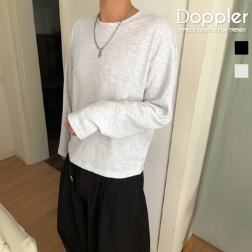 老錢風華夫格長袖T恤 寬鬆圓領 韓系短版素面長T 【TJ80621】現貨＋預購