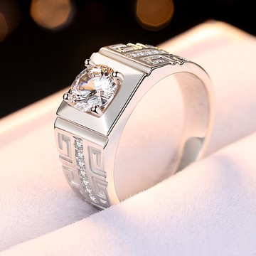 現貨+預購 莫桑鑽戒指925純銀開口戒-1克拉回紋霸氣父親節生日聖誕節交換禮物男飾品73yk39【獨家進口】【米蘭精品】