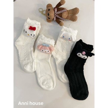 春秋男襪子女純棉玩偶搞怪女款可愛夏季卡通白色朋友薄情侶中筒襪